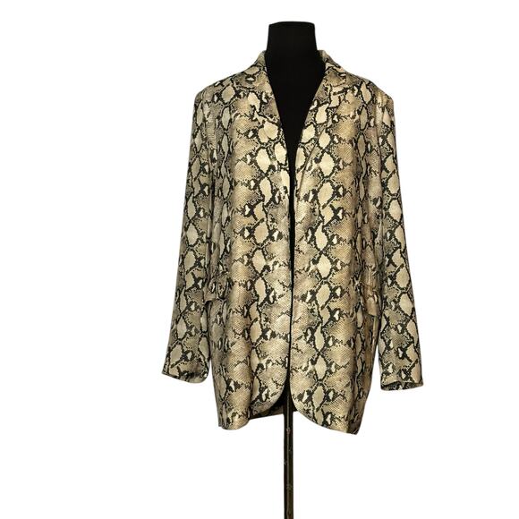 Abbeline beige brown snake print open front jacket size Medium - Picture 8 of 13